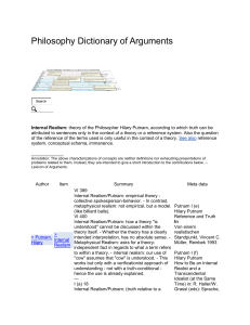 H. Putnam on Internal Realism - Philosophy Dictionary of Arguments