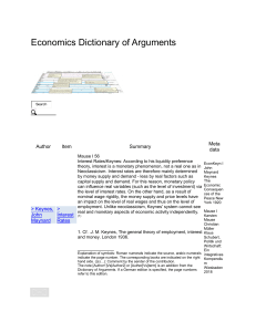 Keynes on Interest Rates - Economics Dictionary of Arguments