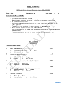 Indian Army Model test Paper for Soldier Exam
