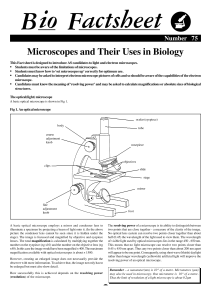 Bio Factsheet 75: Microscopes and their uses in Biology