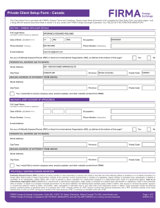 Private Client Setup Form CA
