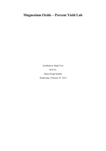 Magnesium Oxide – Percent Yield Lab