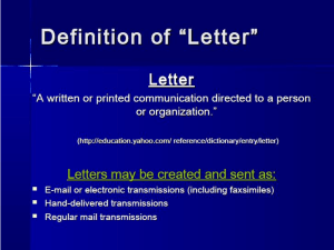LETTER WRITING LECTURE ENGLISH 8 SEPTEMBER 2018
