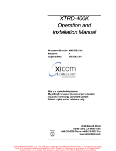 XTRD-400K Operation and Installation Manual