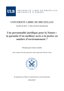 Memoire ULB, Coline Cornelis - Une personnalité juridique pour la Nature
