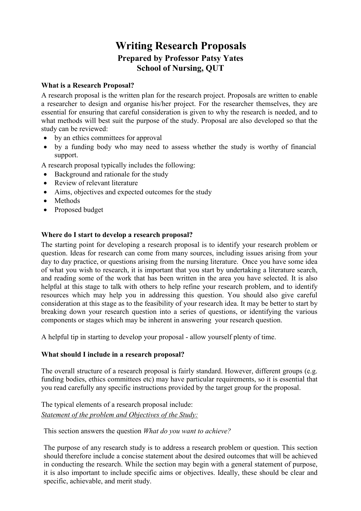 proposed course of study meaning in university