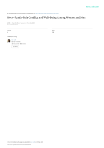 Work-Family Role Conflict and Well-Being Among Women and Men