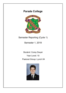 Dwyer, Corey (56747) - Semester 1, 2019 - Semester Reporting
