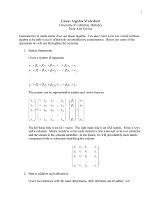 Linear Algebra Worksheet