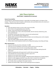 Job Description - Receptionist - Administrative Assistant