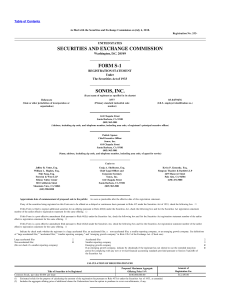 Sonos Inc files (S-1) Initial registration statement of new securities (IPO-Follow-on) (0001314727)