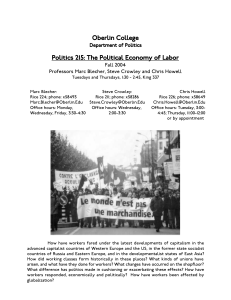 Syllabus (215) the Political Economy of Labor (2004, fall, Oberlin College)