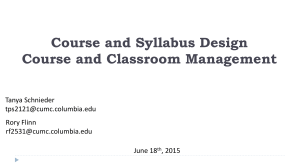 Classroom Management and Course Management Course and Syllabus Design 061115 final