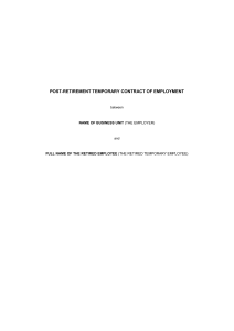 POST-RETIREMENT EMPLOYMENT CONTRACT NEW