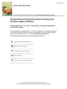 Physicochemical characterization of honey from the West region of M xico