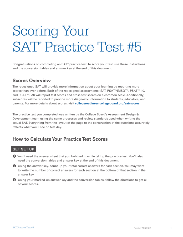 Scoring sat practice test 5