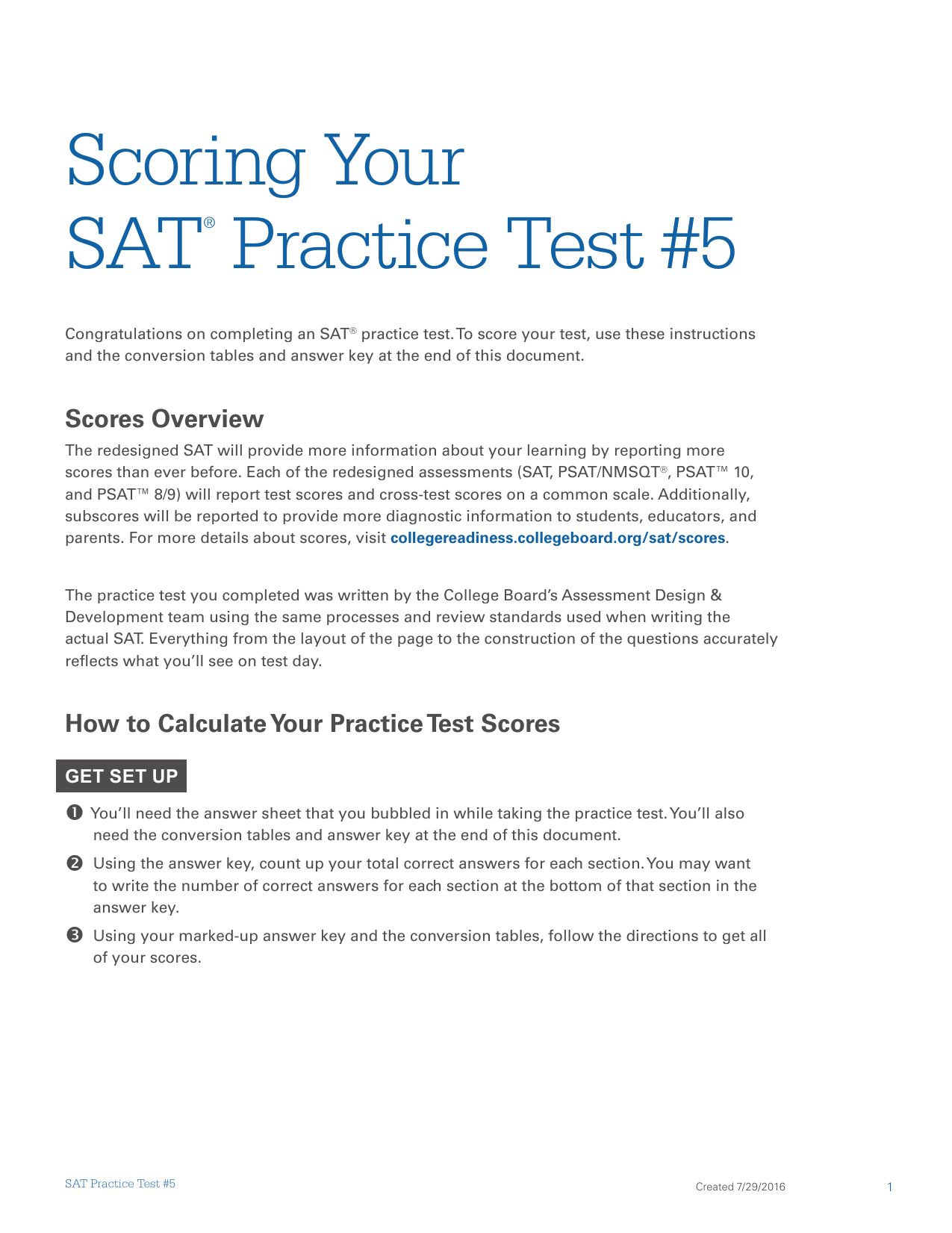 Scoring Sat Practice Test 5