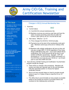 Army CIOG6 Training and Certification newsletter  22 Feb 19