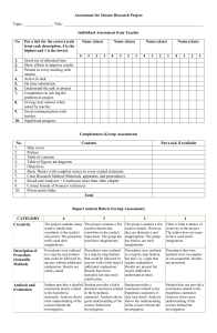 (RUBRIC) Assessment for Science Research Project 2018