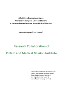 Official Development Assistance Provided by European Union Institutions in Support of Agriculture and Related Policy Objectives - Research Report