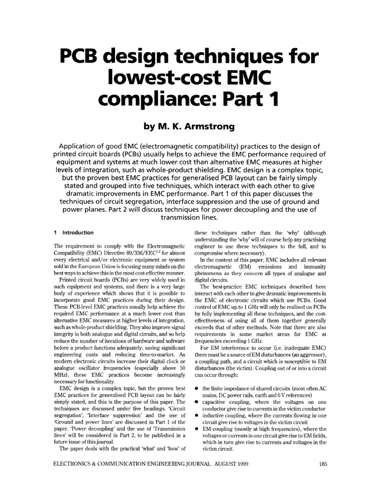 PCB Design for EMC Compliance: Part 1