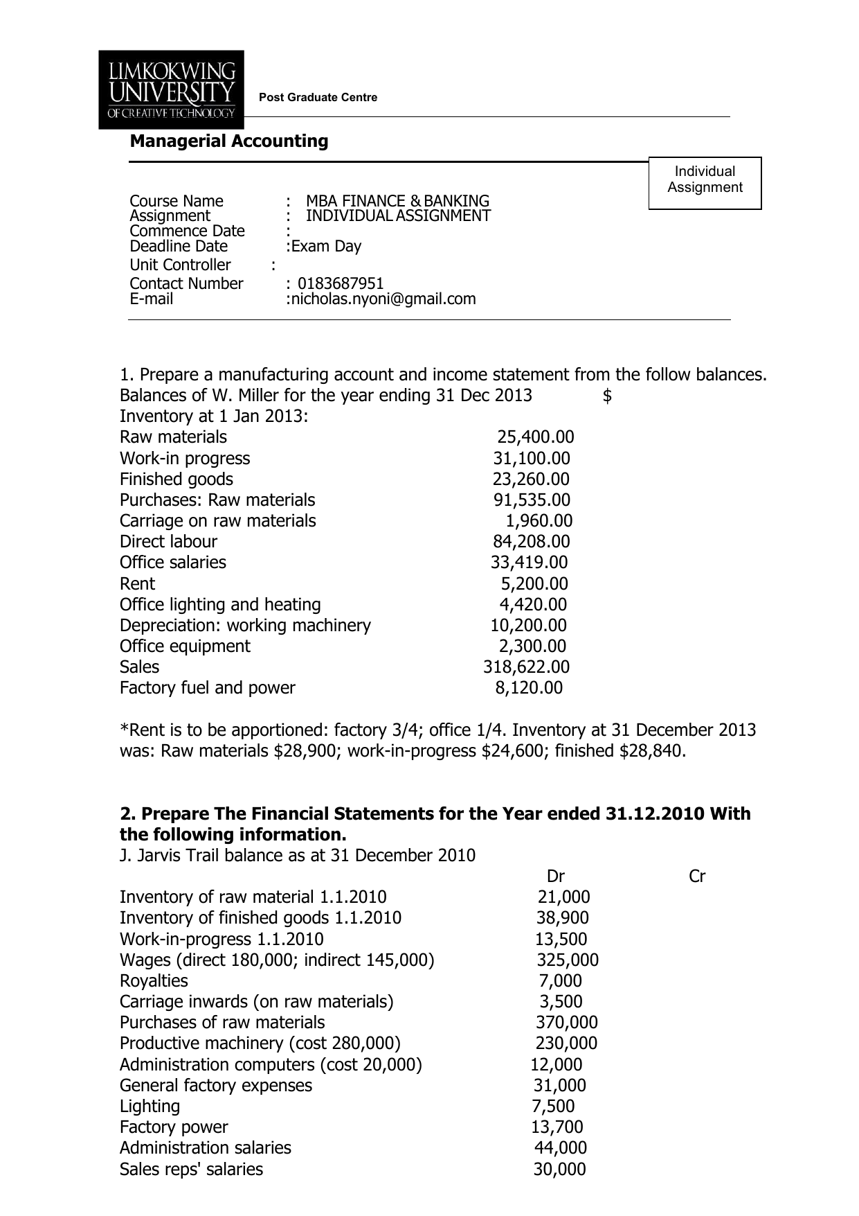 the individual assignment