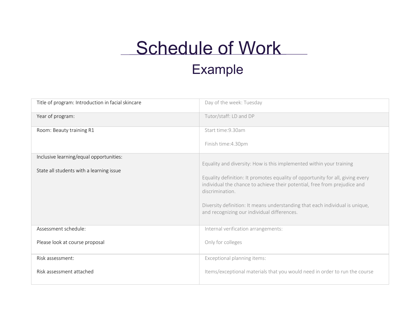 Scheme of Work 2016 - Example