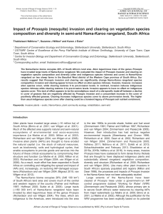 Impact of Prosopis (mesquite) invasion and clearing on vegetation composition and diversity in arid Nama-Karoo rangeland South Africa
