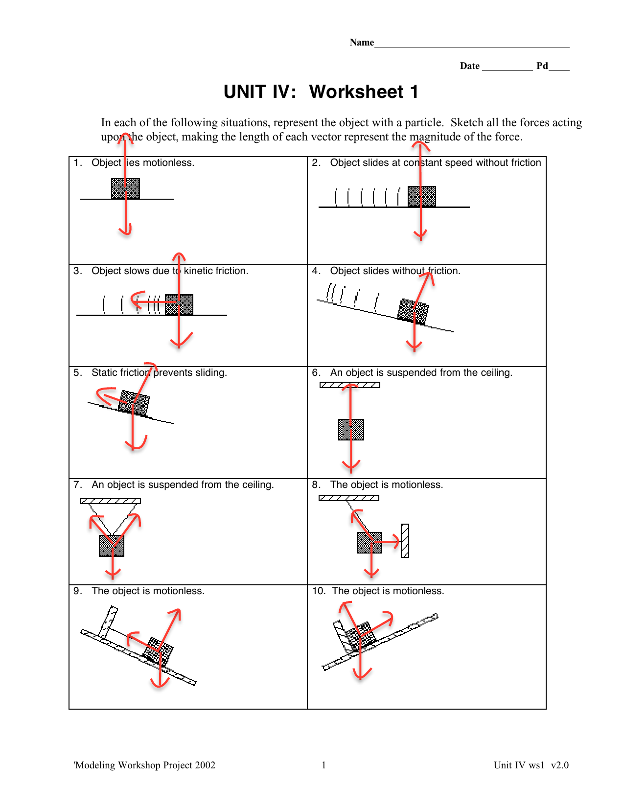 Drawing Force Diagrams Worksheet 2 Answers Googleoneone