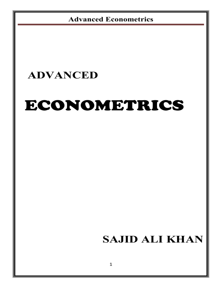 advanced econometrics assignment