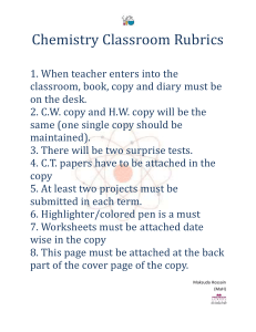 Chemistry classroom rubrics