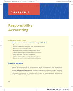 10. Chapter 9 - Responsibility Accounting