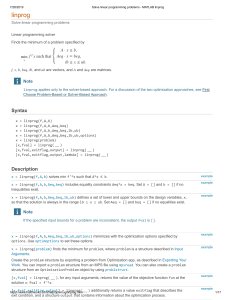 Solve linear programming problems - MATLAB linprog