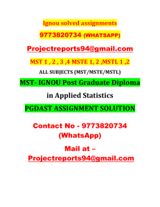 IGNOU PGDAST ASSIGNMENMENT SOLUTION MST SOLVED IGNOU ASSIGNMENT 2019 MSTE MSTL IGNOU SOLVED ASSIGNMENTS 9773820734