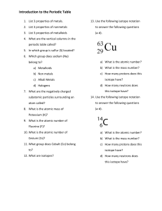 Introduction to the Periodic Table Exercise