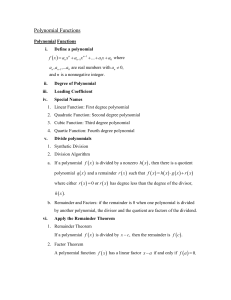 Polynomial Functions: Definitions, Theorems, and Graphs