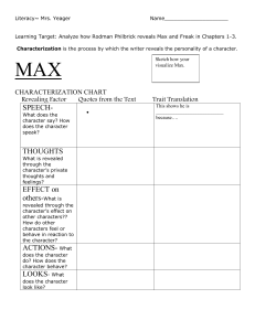CHARACTERIZATION CHART w max and freak