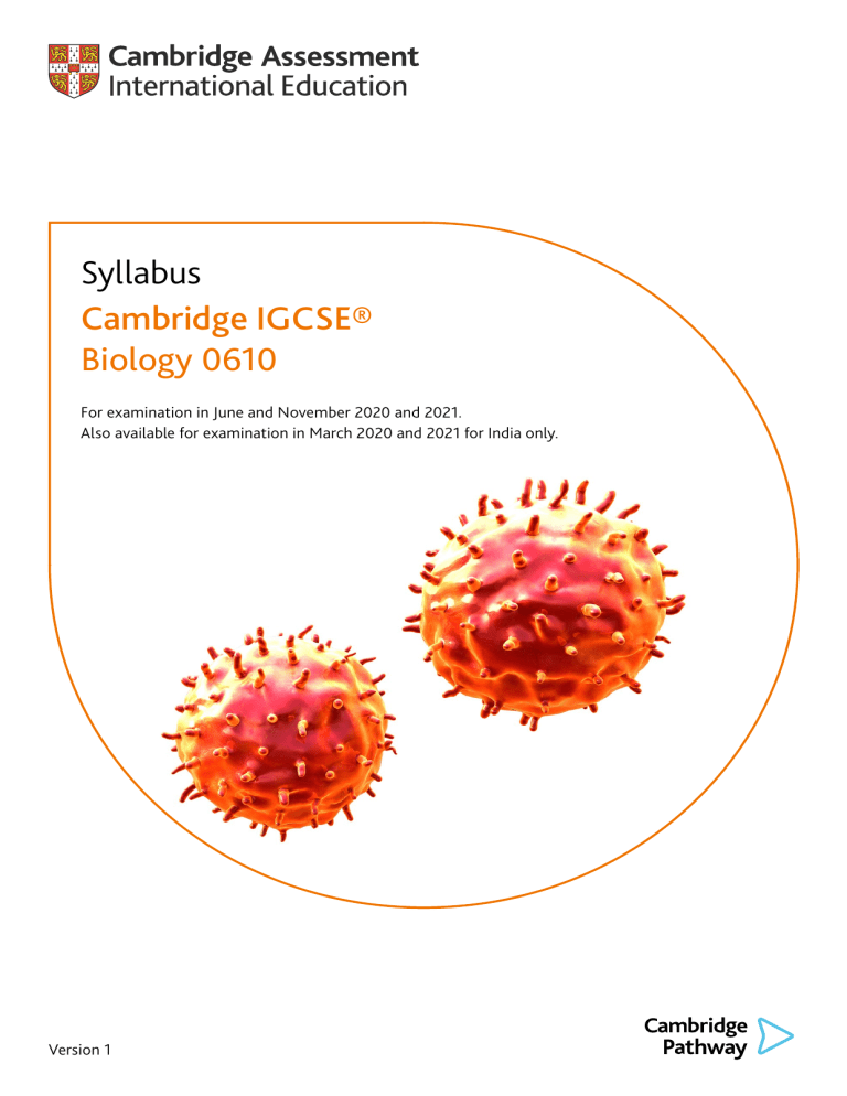 IGCSE Biology syllabus 0610