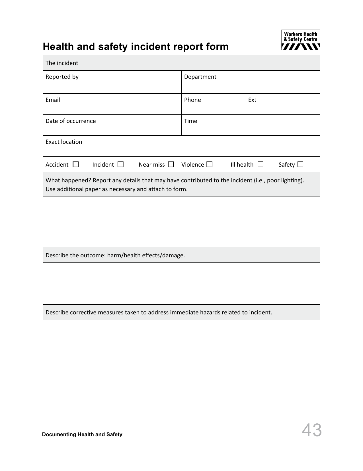 EHS Incident Report Template