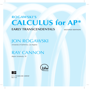 Calculus for AP Table of Contents