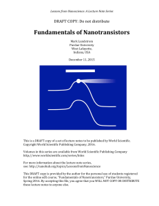 Nanotransistor Fundamentals: Lecture Notes