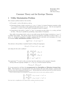 Consumer theory and Envelope theorem