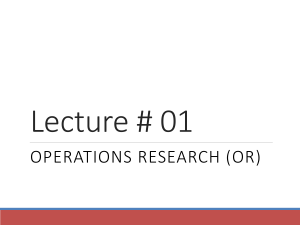 Lecture OR introduction and LP
