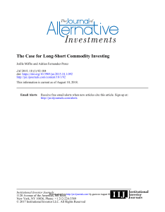 Miffre and Perez (2015) The Case for Long-Short Commodity Investing