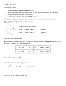 4.2 notes - Intro to the Unit Circle