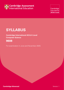 CAmbridge AS & A level Computer Science 2020 Syllabus
