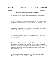 2-Velocity & Acceleration Worksheet