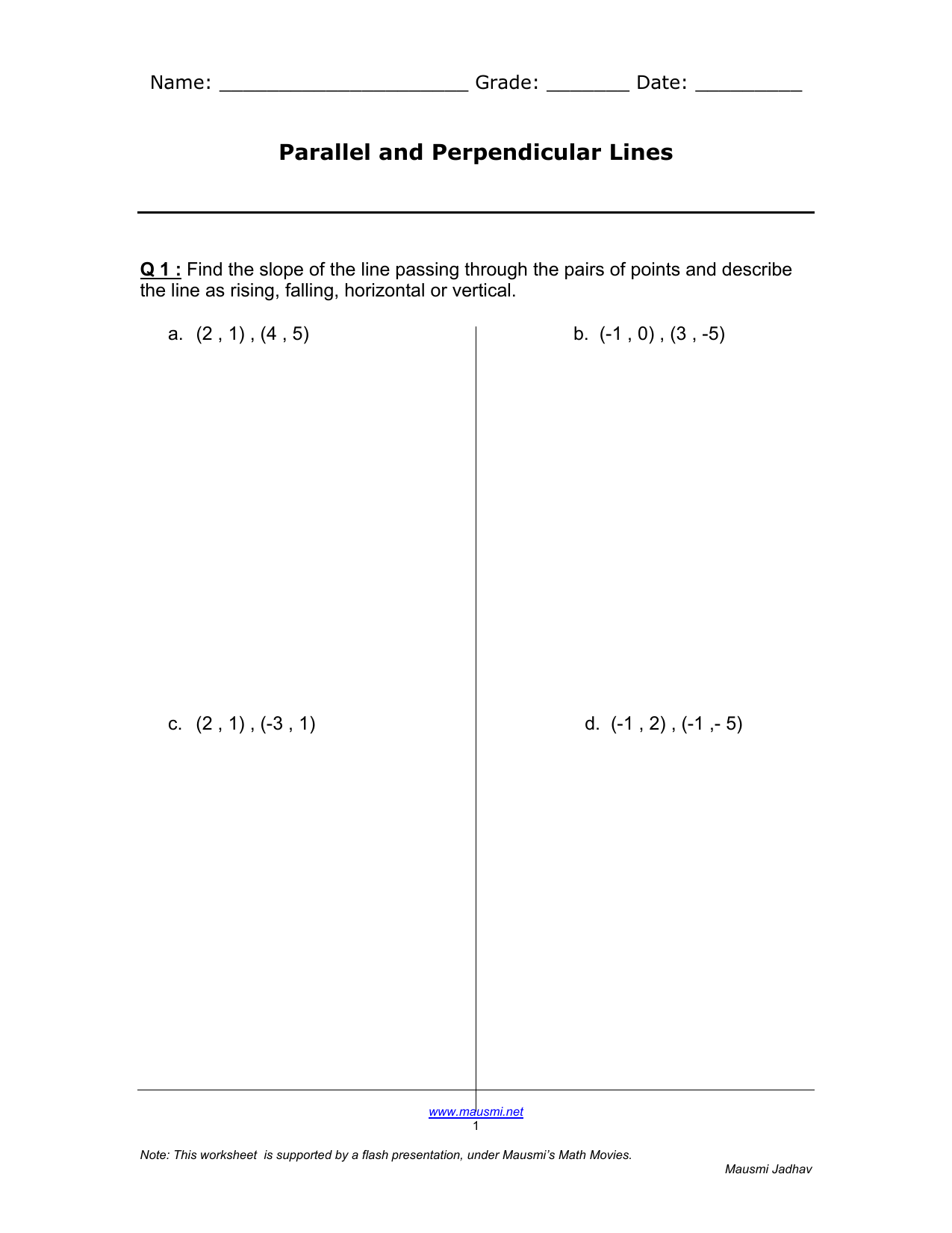 Parallel+and+Perpendicular+lines With Regard To Parallel And Perpendicular Lines Worksheet