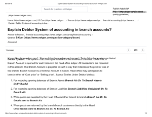 Explain Debtor System of accounting in branch accounts  - Owlgen.com