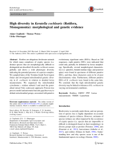 Cieplinski 2016 High diversity in Keratella cochlearis Rotifera morphological and genetic evidence